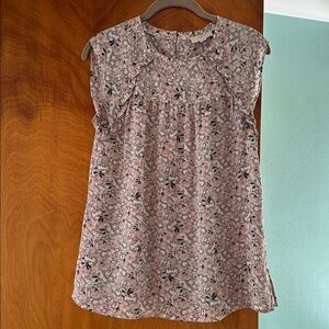 LOFT Floral Patterned Top in Pink and Black